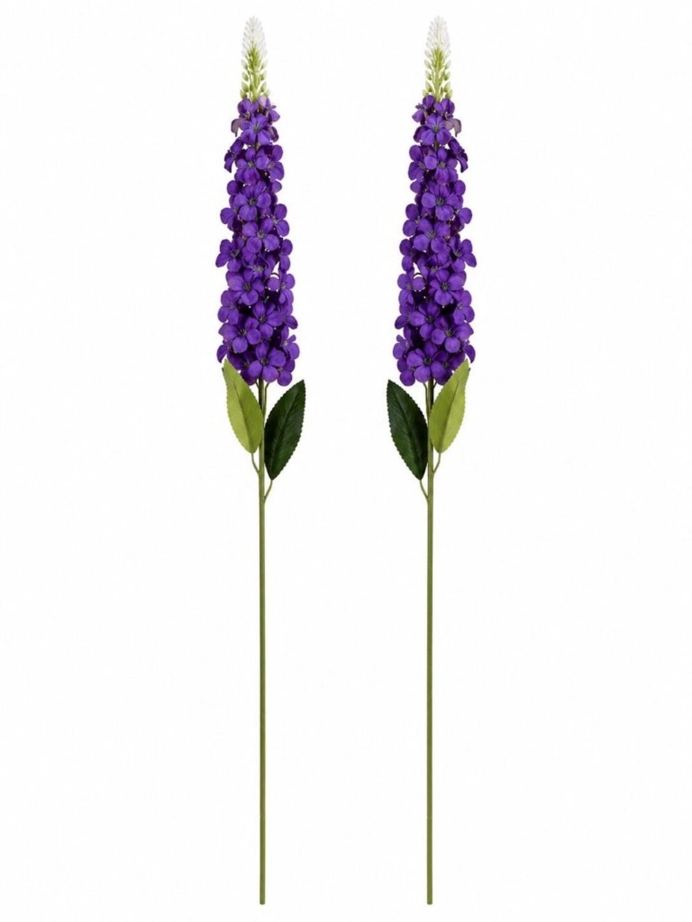 Purple Snapdragon Stems Set of 2 Artificial Larkspur Spike Flowers 26 Inch Faux